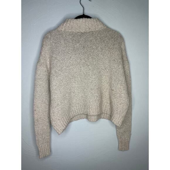 American Eagle Cropped Mock Turtleneck Sweater Women's Size Medium Neutral - Picture 2 of 7